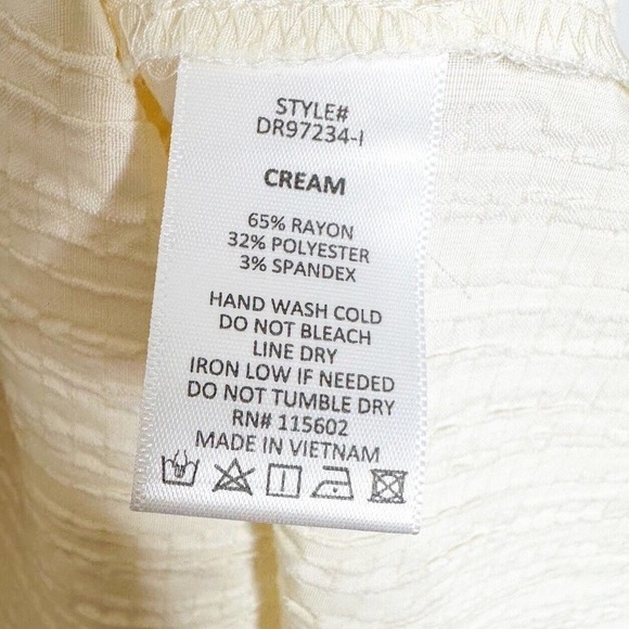 NWT Lush Textured Smocked Waist Ruffle Mini Tank Dress Womens Cream Size Small - Picture 8 of 8